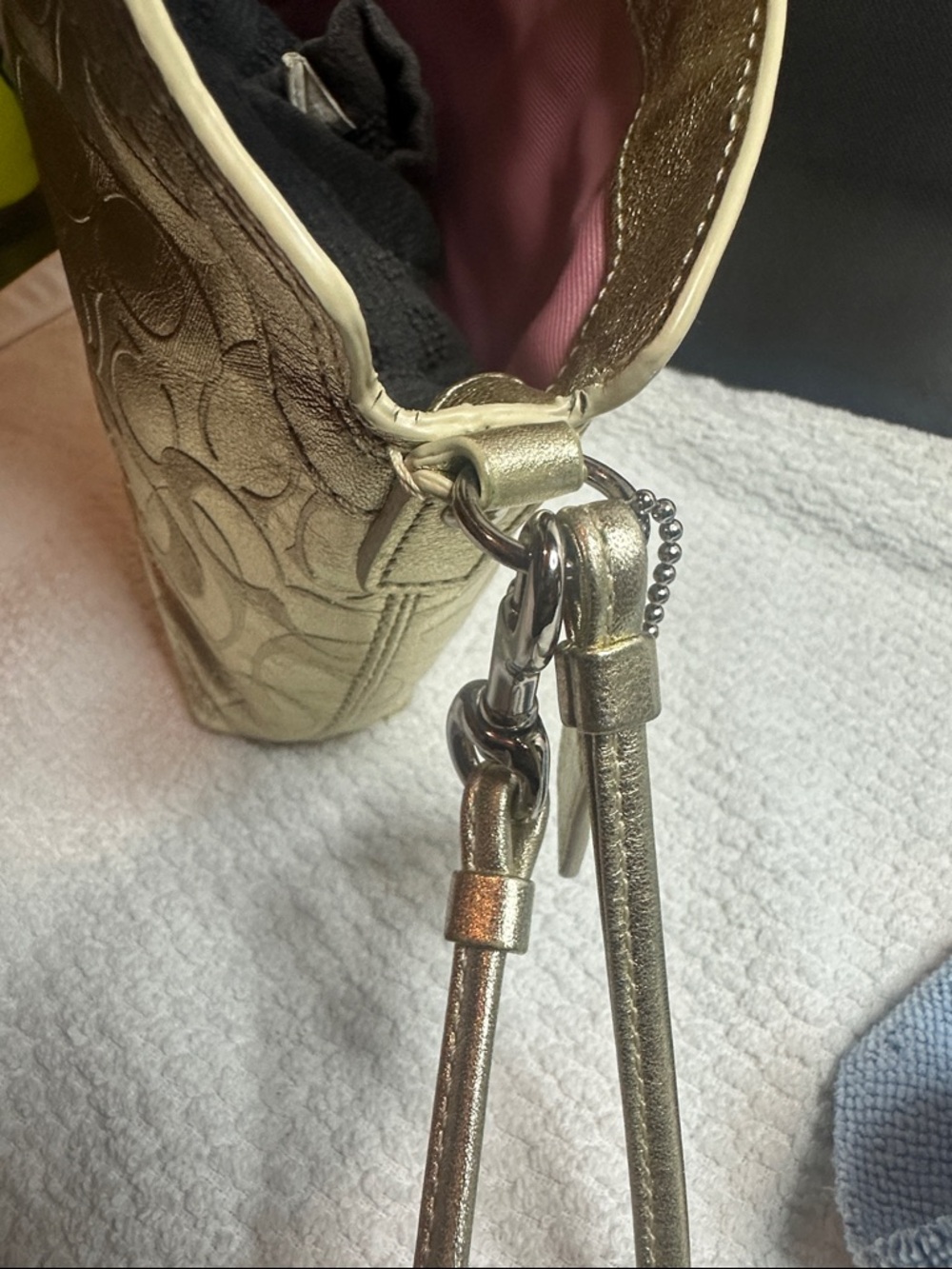 Coach Gold Metallic Signature Wristlet Clutch - Picture 3 of 13